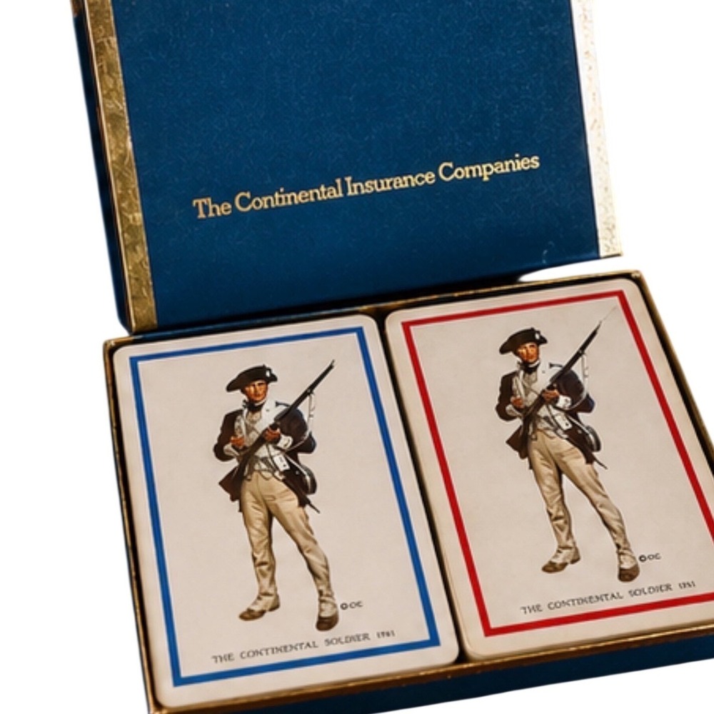 Vintage Advertising Continental Insurance Companies Playing Cards 2 Decks Boxed